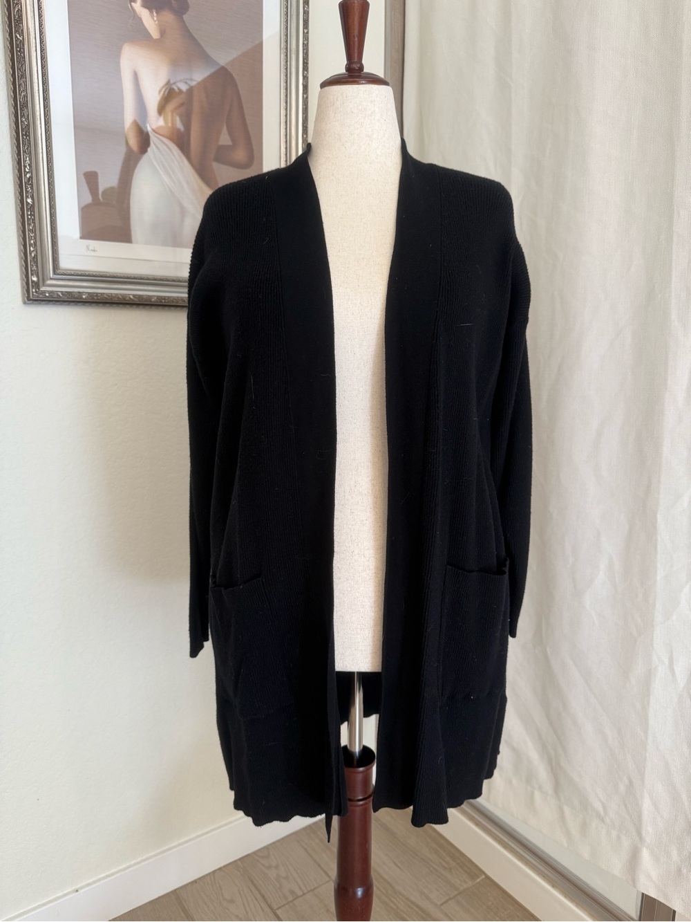 Liverpool Black Open-Front Cardigan with Pockets